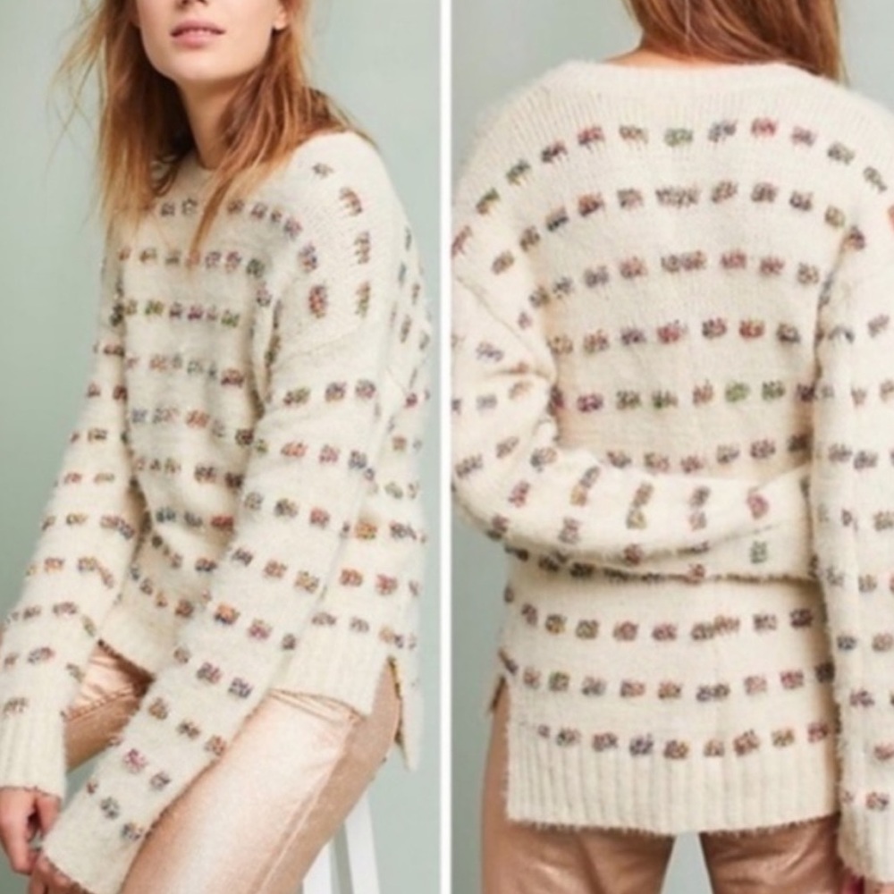 Anthropologie Moth rainbow metallic check sweater
